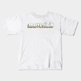 Maverick - Retro Rainbow Typography Faded Style Kids T-Shirt